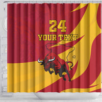 Custom Spain Aggressive Fighting Bull Shower Curtain With Carnation Flowers