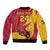 Custom Spain Aggressive Fighting Bull Sleeve Zip Bomber Jacket With Carnation Flowers - Wonder Print Shop