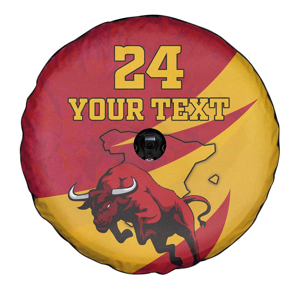 Custom Spain Aggressive Fighting Bull Spare Tire Cover With Carnation Flowers - Wonder Print Shop