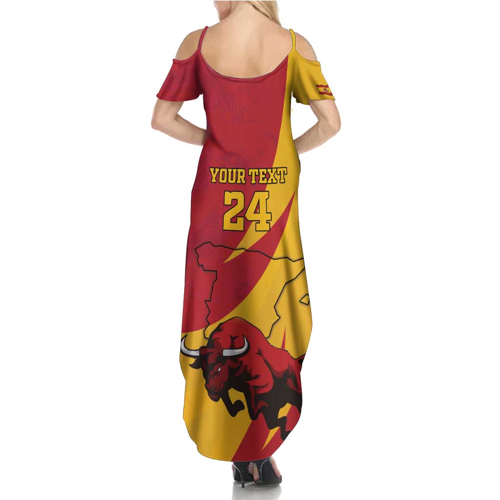 Custom Spain Aggressive Fighting Bull Summer Maxi Dress With Carnation Flowers - Wonder Print Shop