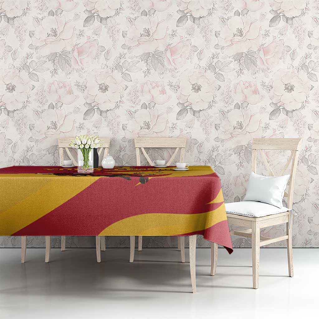 Custom Spain Aggressive Fighting Bull Tablecloth With Carnation Flowers - Wonder Print Shop