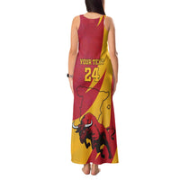 Custom Spain Aggressive Fighting Bull Tank Maxi Dress With Carnation Flowers - Wonder Print Shop