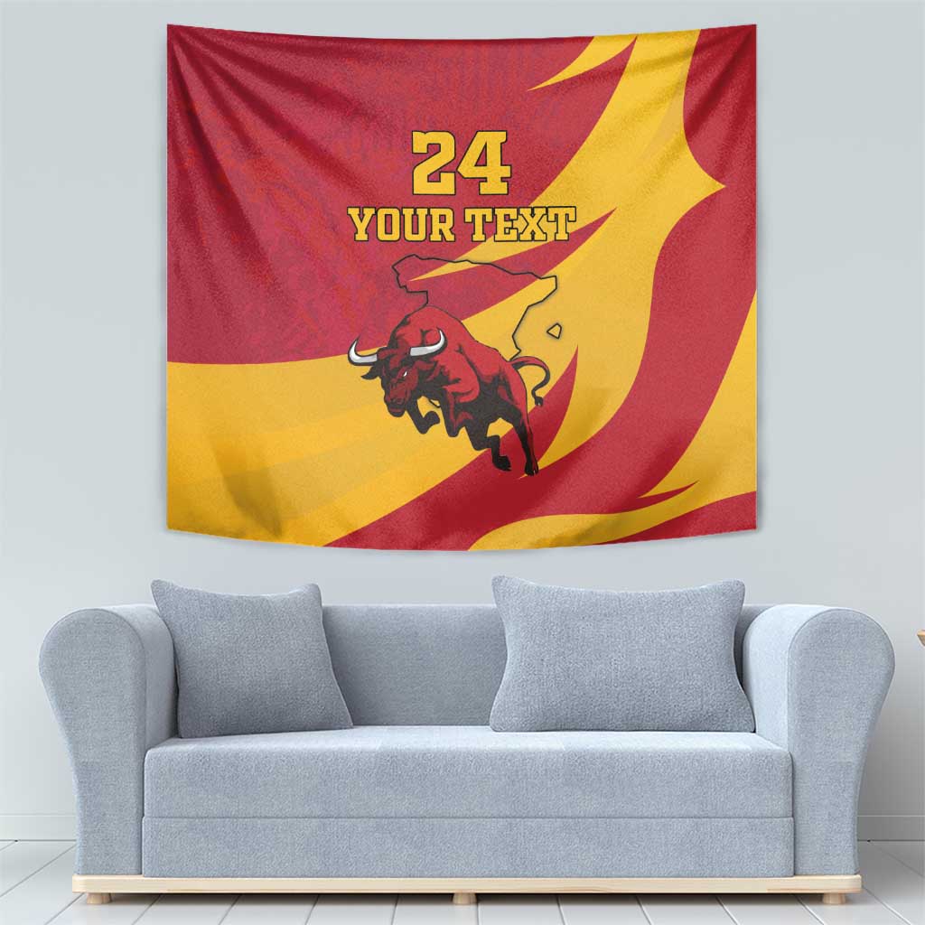 Custom Spain Aggressive Fighting Bull Tapestry With Carnation Flowers - Wonder Print Shop