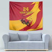 Custom Spain Aggressive Fighting Bull Tapestry With Carnation Flowers - Wonder Print Shop