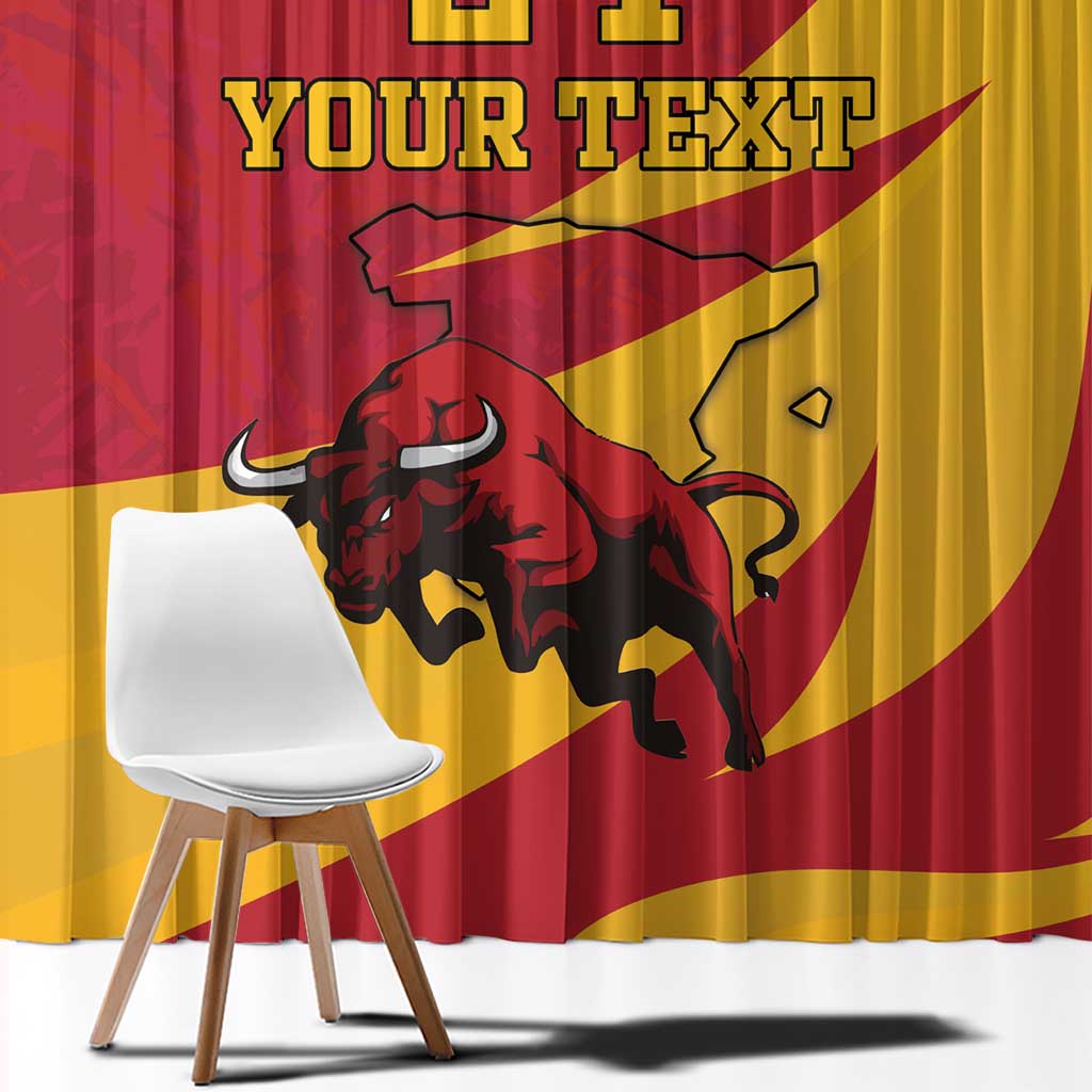 Custom Spain Aggressive Fighting Bull Window Curtain With Carnation Flowers - Wonder Print Shop