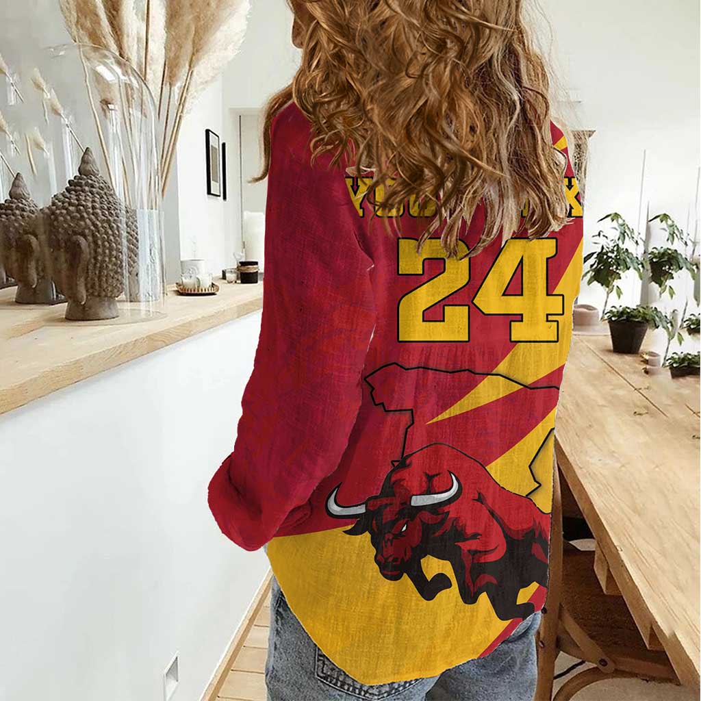 Custom Spain Aggressive Fighting Bull Women Casual Shirt With Carnation Flowers - Wonder Print Shop