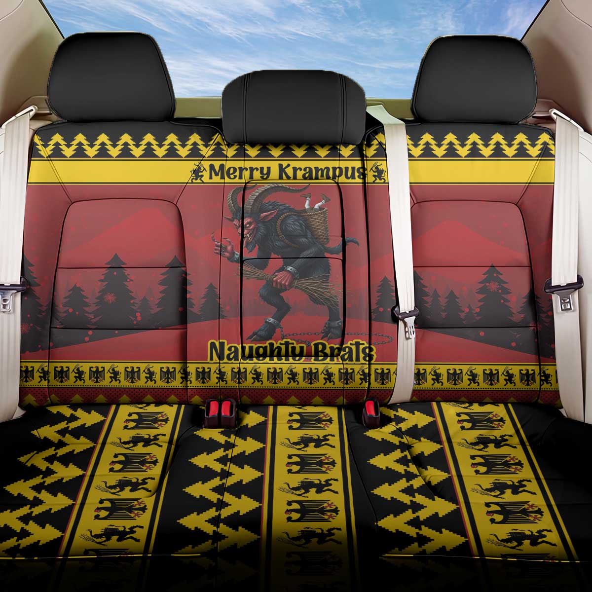 Merry Krampus Germany Back Car Seat Cover Frohe Weihnachten - Wonder Print Shop