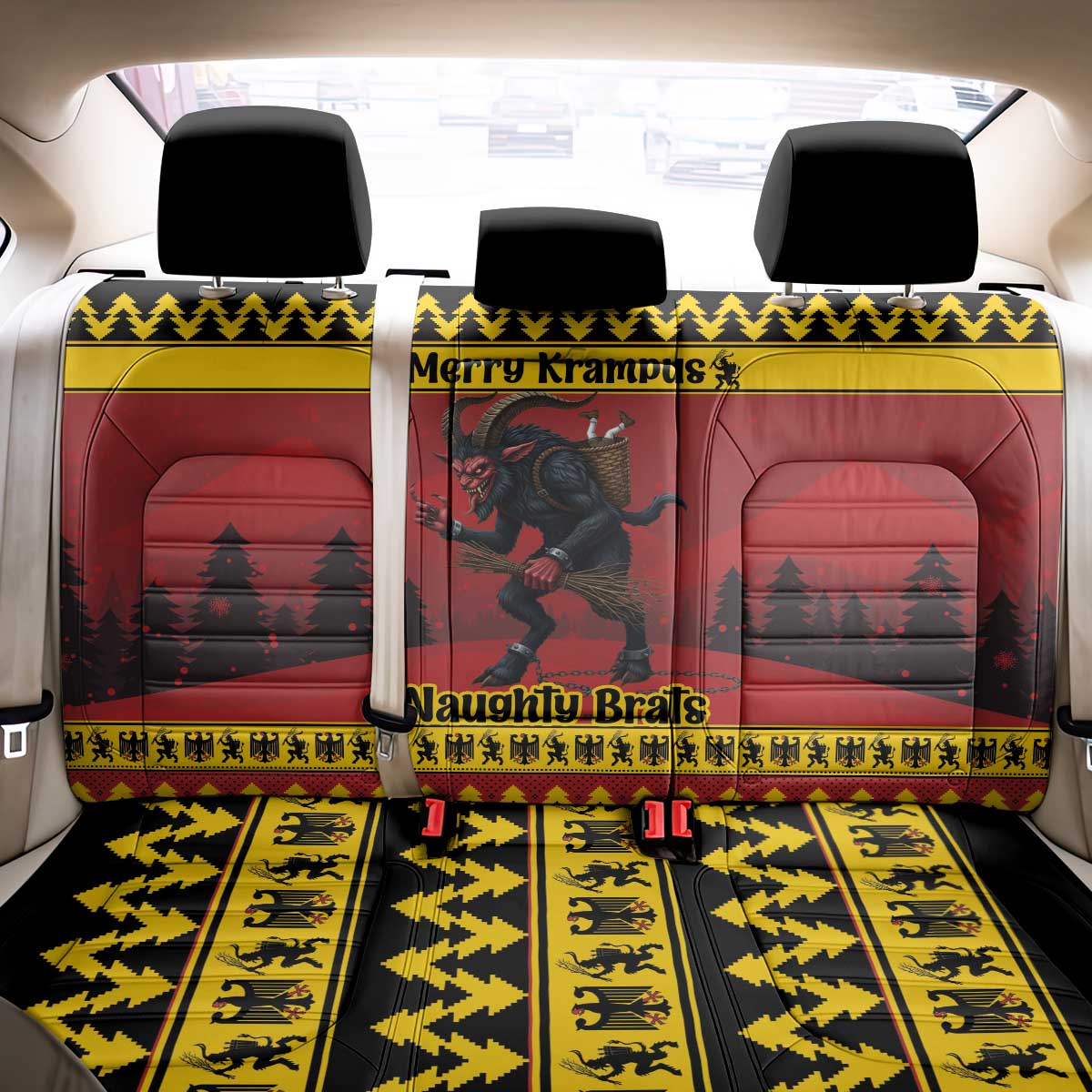Merry Krampus Germany Back Car Seat Cover Frohe Weihnachten - Wonder Print Shop
