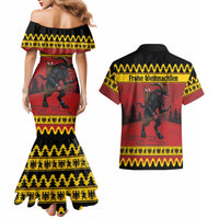 Merry Krampus Germany Couples Matching Mermaid Dress and Hawaiian Shirt Frohe Weihnachten - Wonder Print Shop
