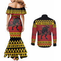 Merry Krampus Germany Couples Matching Mermaid Dress and Long Sleeve Button Shirt Frohe Weihnachten - Wonder Print Shop