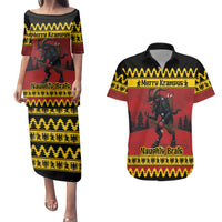 Merry Krampus Germany Couples Matching Puletasi and Hawaiian Shirt Frohe Weihnachten - Wonder Print Shop