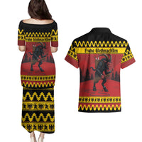 Merry Krampus Germany Couples Matching Puletasi and Hawaiian Shirt Frohe Weihnachten - Wonder Print Shop