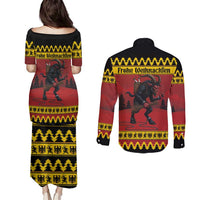 Merry Krampus Germany Couples Matching Puletasi and Long Sleeve Button Shirt Frohe Weihnachten - Wonder Print Shop