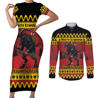Merry Krampus Germany Couples Matching Short Sleeve Bodycon Dress and Long Sleeve Button Shirt Frohe Weihnachten - Wonder Print Shop