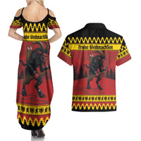 Merry Krampus Germany Couples Matching Summer Maxi Dress and Hawaiian Shirt Frohe Weihnachten - Wonder Print Shop