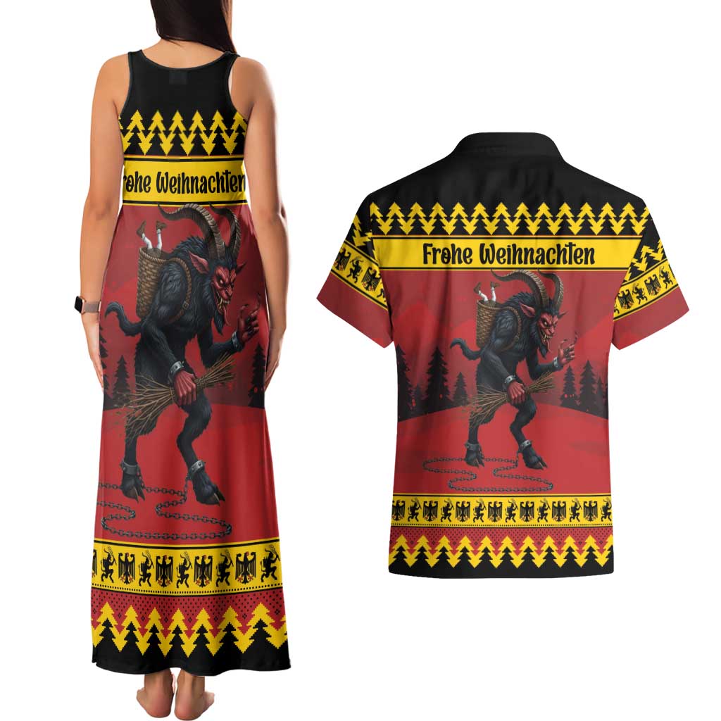 Merry Krampus Germany Couples Matching Tank Maxi Dress and Hawaiian Shirt Frohe Weihnachten - Wonder Print Shop