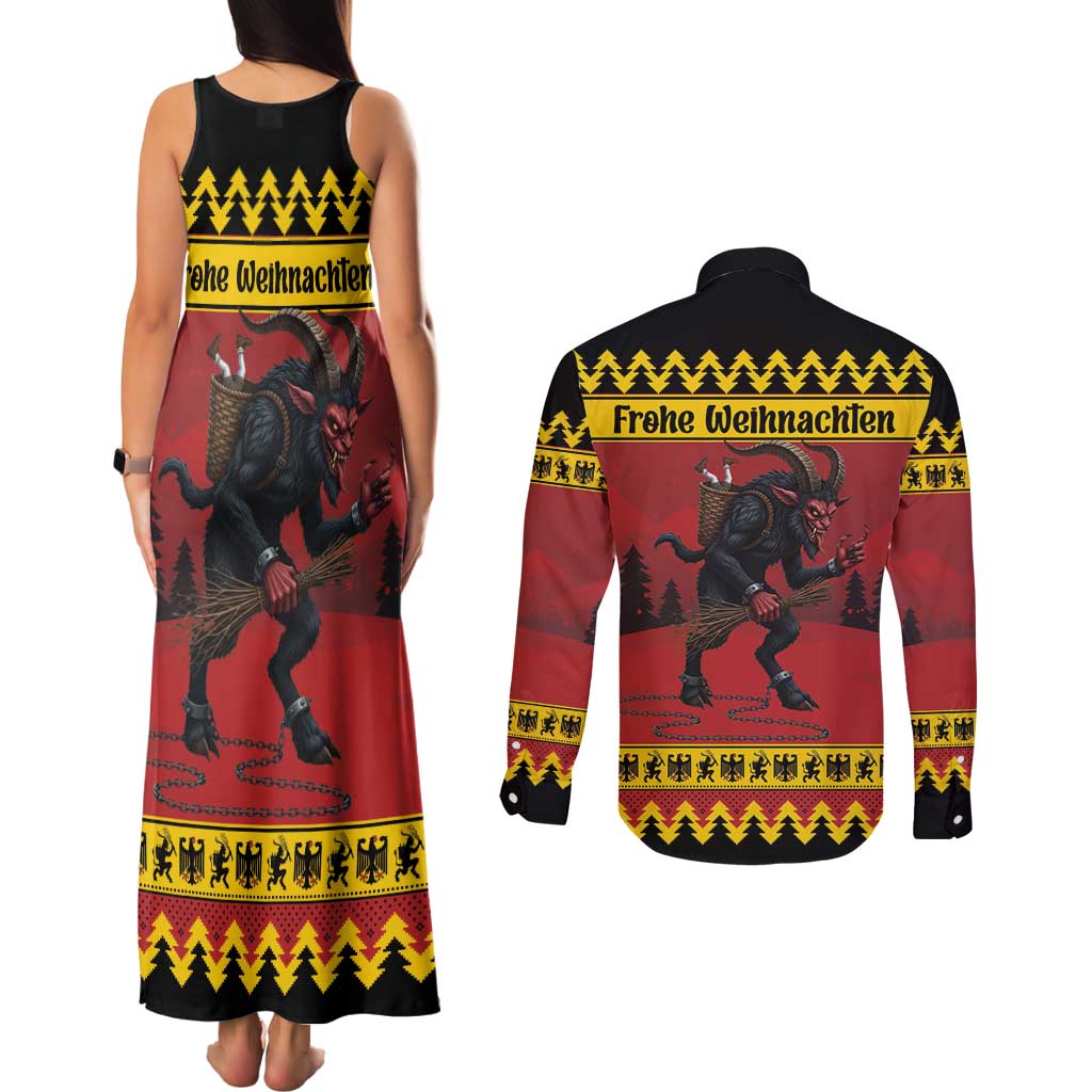 Merry Krampus Germany Couples Matching Tank Maxi Dress and Long Sleeve Button Shirt Frohe Weihnachten - Wonder Print Shop