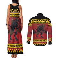 Merry Krampus Germany Couples Matching Tank Maxi Dress and Long Sleeve Button Shirt Frohe Weihnachten - Wonder Print Shop