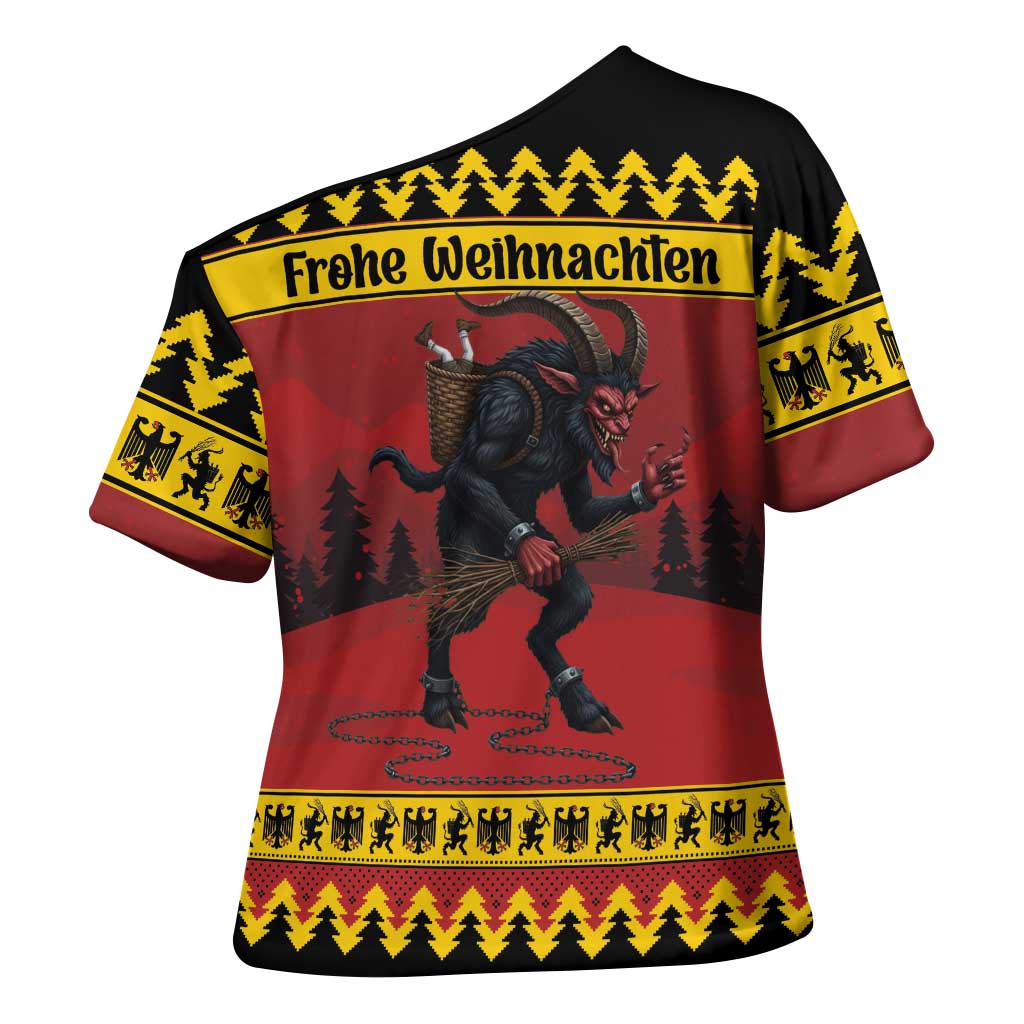 Merry Krampus Germany Cross Shoulder Shirt Frohe Weihnachten - Wonder Print Shop