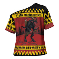 Merry Krampus Germany Cross Shoulder Shirt Frohe Weihnachten - Wonder Print Shop