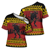 Merry Krampus Germany Cross Shoulder Shirt Frohe Weihnachten - Wonder Print Shop