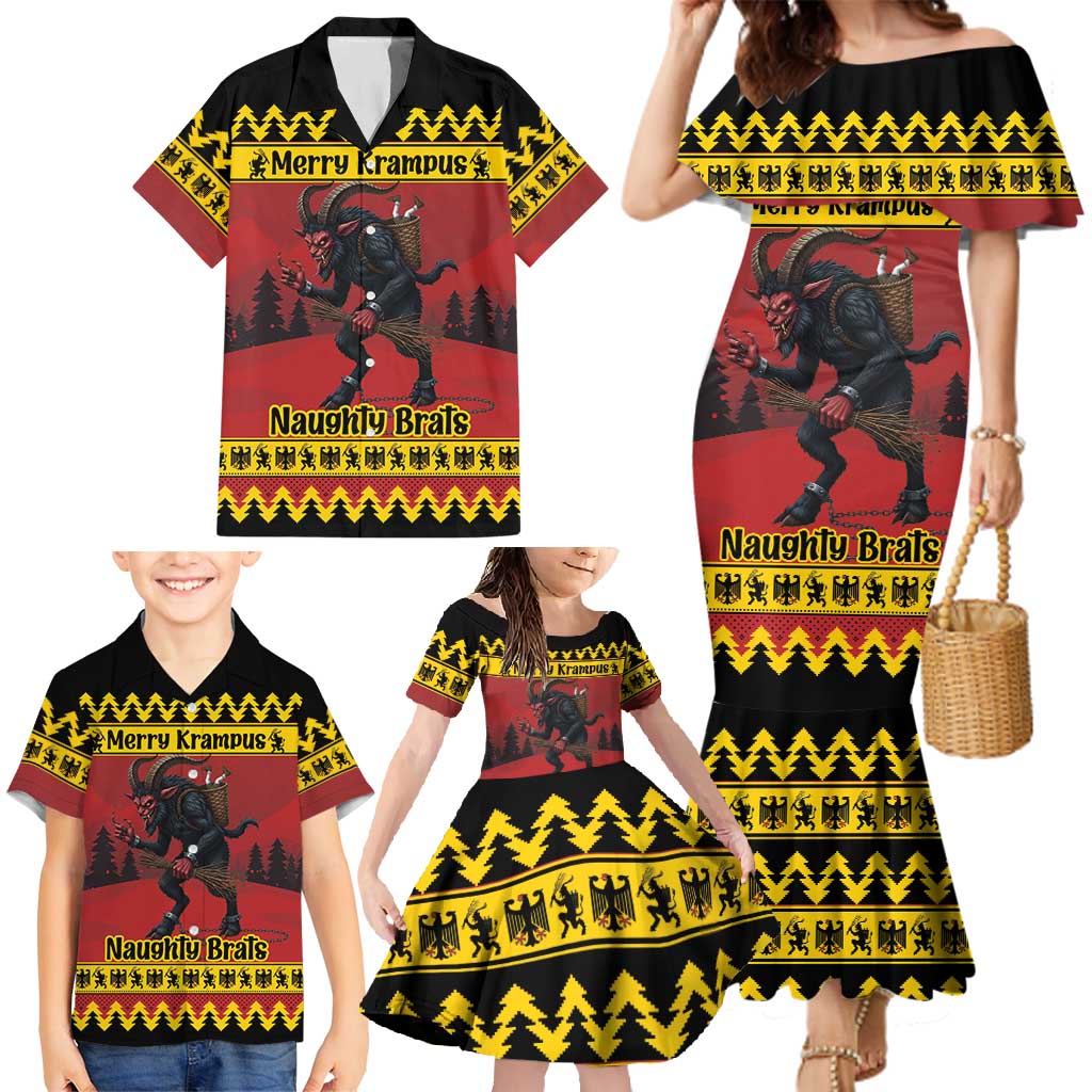 Merry Krampus Germany Family Matching Mermaid Dress and Hawaiian Shirt Frohe Weihnachten - Wonder Print Shop