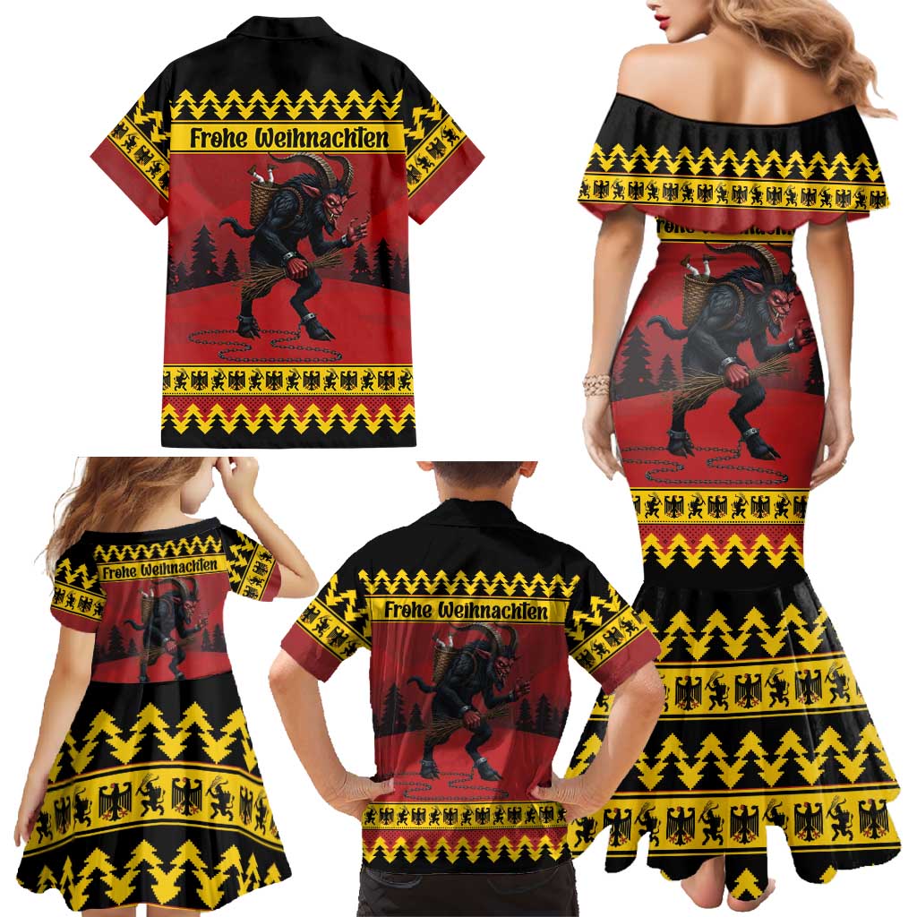 Merry Krampus Germany Family Matching Mermaid Dress and Hawaiian Shirt Frohe Weihnachten - Wonder Print Shop