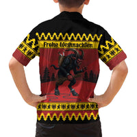 Merry Krampus Germany Family Matching Off The Shoulder Long Sleeve Dress and Hawaiian Shirt Frohe Weihnachten - Wonder Print Shop