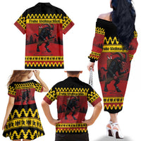 Merry Krampus Germany Family Matching Off The Shoulder Long Sleeve Dress and Hawaiian Shirt Frohe Weihnachten - Wonder Print Shop