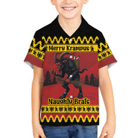 Merry Krampus Germany Family Matching Off The Shoulder Long Sleeve Dress and Hawaiian Shirt Frohe Weihnachten - Wonder Print Shop