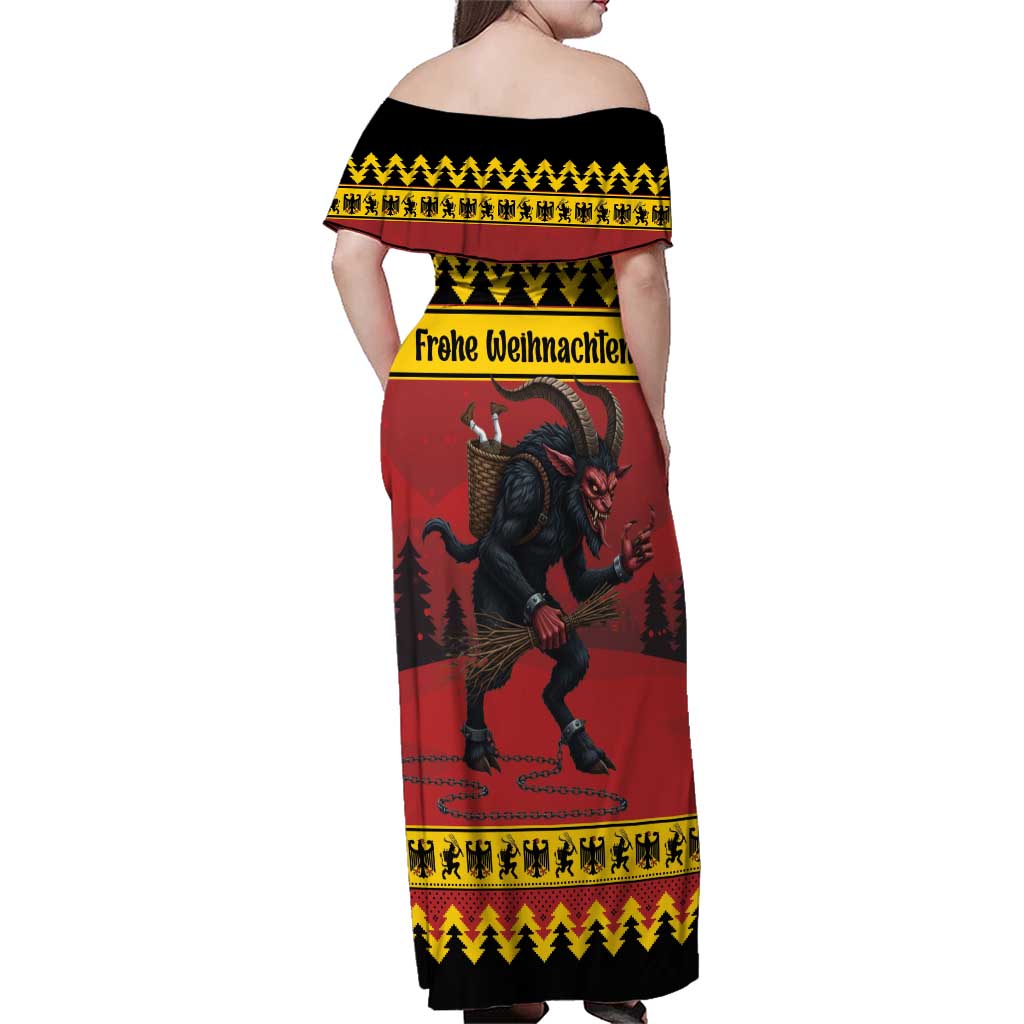 Merry Krampus Germany Family Matching Off Shoulder Maxi Dress and Hawaiian Shirt Frohe Weihnachten - Wonder Print Shop