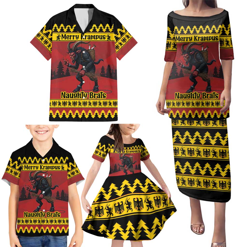 Merry Krampus Germany Family Matching Puletasi and Hawaiian Shirt Frohe Weihnachten - Wonder Print Shop