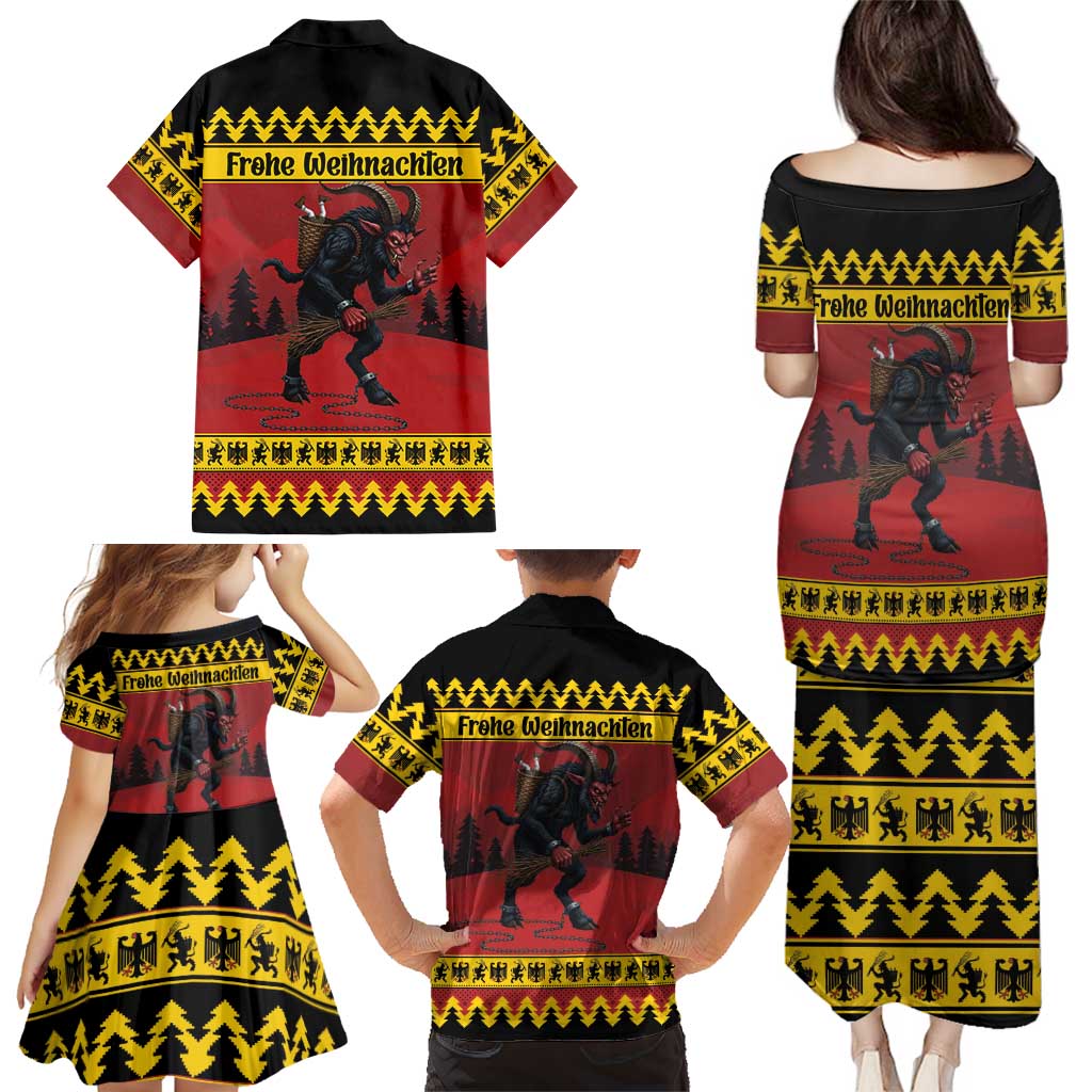 Merry Krampus Germany Family Matching Puletasi and Hawaiian Shirt Frohe Weihnachten - Wonder Print Shop