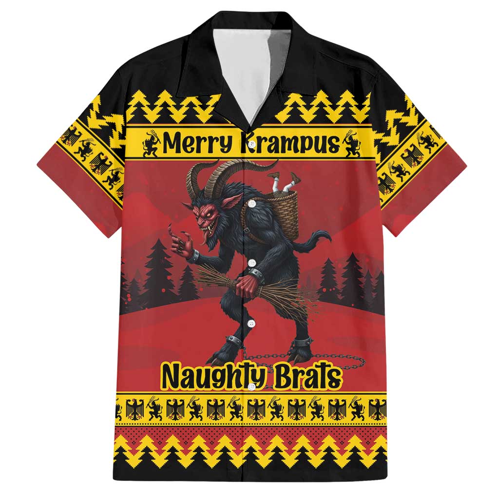 Merry Krampus Germany Family Matching Short Sleeve Bodycon Dress and Hawaiian Shirt Frohe Weihnachten - Wonder Print Shop