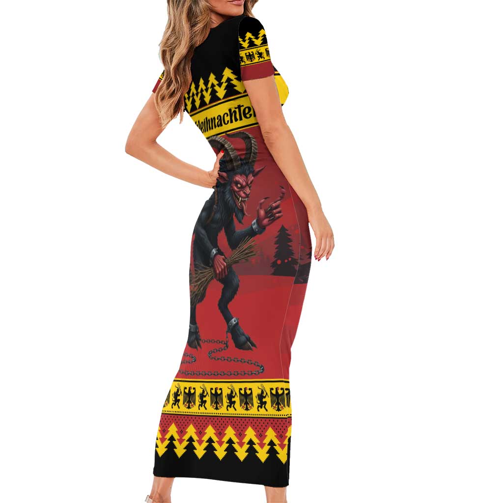 Merry Krampus Germany Family Matching Short Sleeve Bodycon Dress and Hawaiian Shirt Frohe Weihnachten - Wonder Print Shop