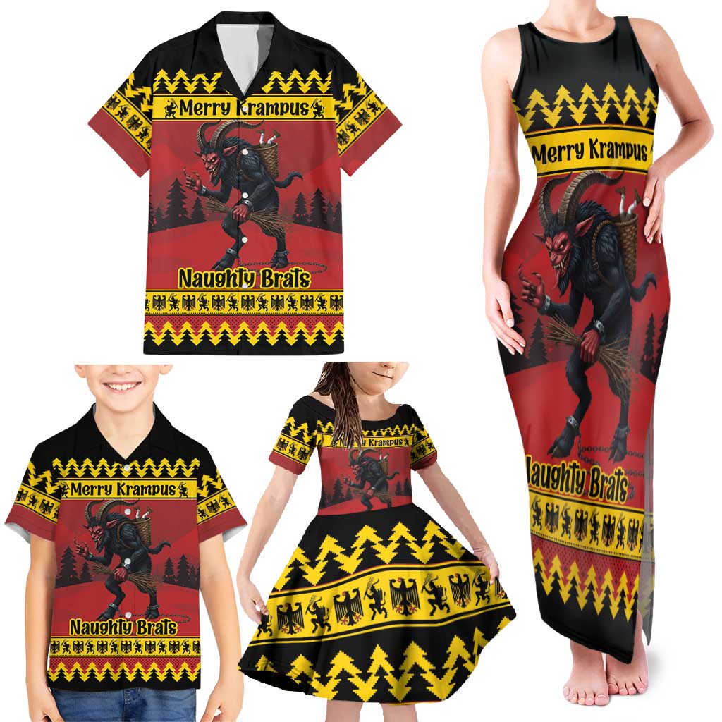 Merry Krampus Germany Family Matching Tank Maxi Dress and Hawaiian Shirt Frohe Weihnachten - Wonder Print Shop
