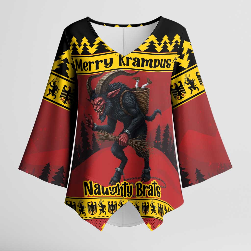 Merry Krampus Germany Kimono Sleeve Blouse Frohe Weihnachten - Wonder Print Shop