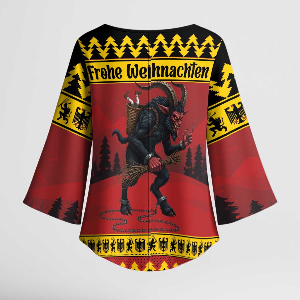 Merry Krampus Germany Kimono Sleeve Blouse Frohe Weihnachten - Wonder Print Shop