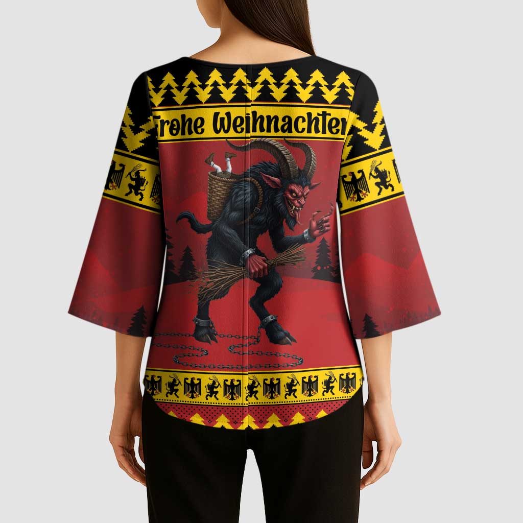 Merry Krampus Germany Kimono Sleeve Blouse Frohe Weihnachten - Wonder Print Shop