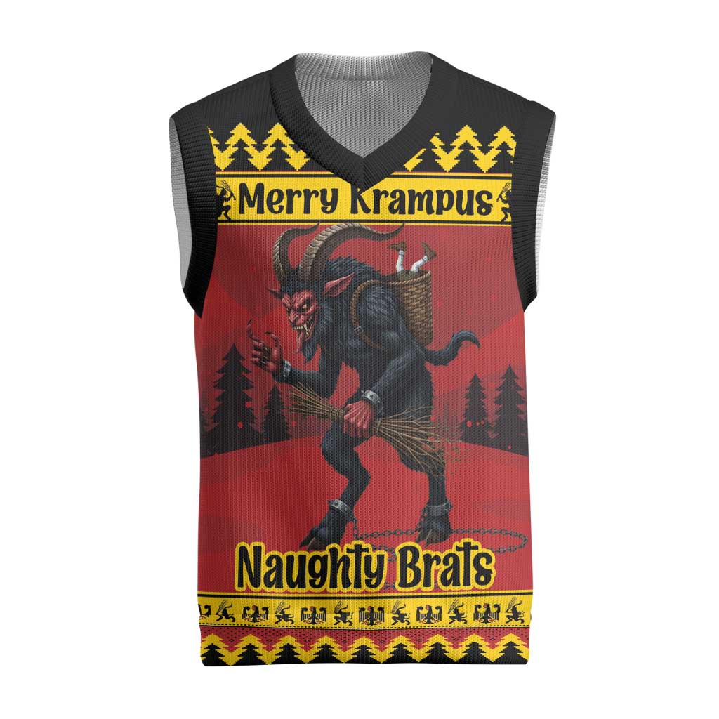 Merry Krampus Germany Christmas Knitted V-Neck Vest Frohe Weihnachten - Wonder Print Shop