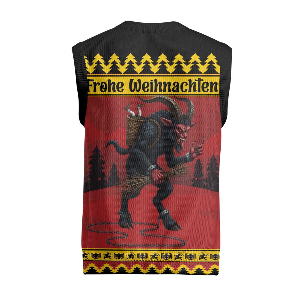 Merry Krampus Germany Christmas Knitted V-Neck Vest Frohe Weihnachten - Wonder Print Shop