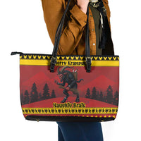 Merry Krampus Germany Leather Tote Bag Frohe Weihnachten - Wonder Print Shop