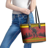 Merry Krampus Germany Leather Tote Bag Frohe Weihnachten - Wonder Print Shop