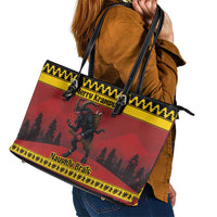 Merry Krampus Germany Leather Tote Bag Frohe Weihnachten - Wonder Print Shop