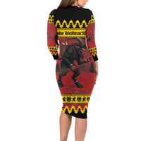 Merry Krampus Germany Long Sleeve Bodycon Dress Frohe Weihnachten - Wonder Print Shop