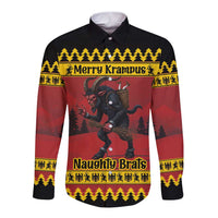 Merry Krampus Germany Long Sleeve Button Shirt Frohe Weihnachten - Wonder Print Shop