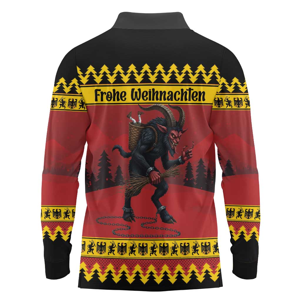 Merry Krampus Germany Long Sleeve Polo Shirt Frohe Weihnachten - Wonder Print Shop