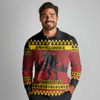 Merry Krampus Germany Long Sleeve Polo Shirt Frohe Weihnachten - Wonder Print Shop