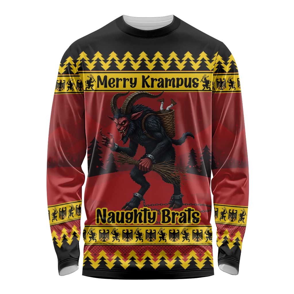 Merry Krampus Germany Long Sleeve Shirt Frohe Weihnachten - Wonder Print Shop