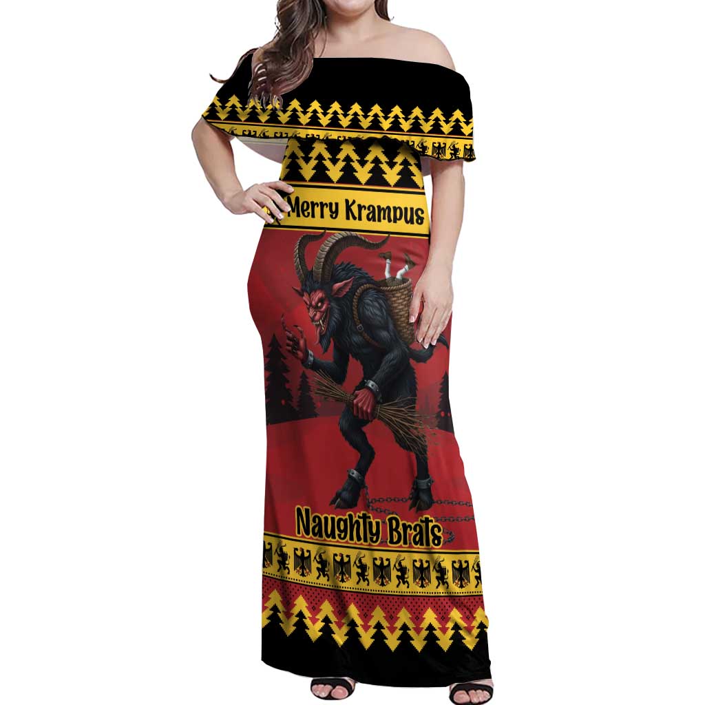 Merry Krampus Germany Off Shoulder Maxi Dress Frohe Weihnachten - Wonder Print Shop